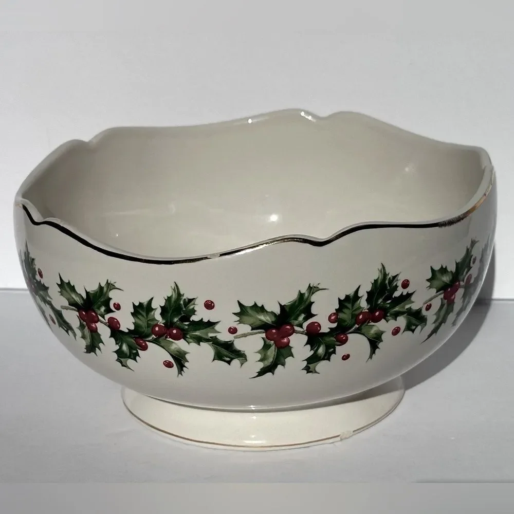 LENOX 75th Anniversary Christmas Holiday Teleflora Holly Berry Porcelain Bowl